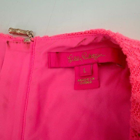 Lilly Pulitzer Maybelle Top Lillys Coral WildFlower Lace Large - Picture 3 of 4